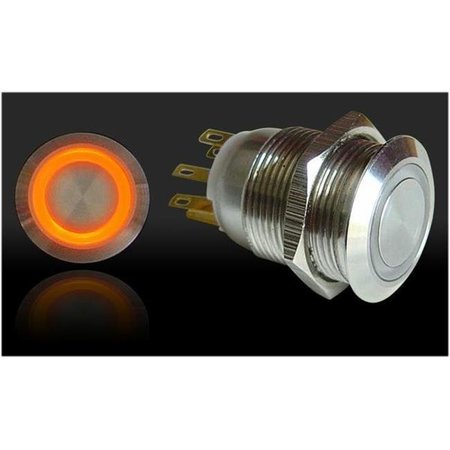 AUTOLOC POWER ACCESSORIES AUTOLOC POWER ACCESSORIES 505 19mm Momentary Billet Button with LED Orange Ring 505